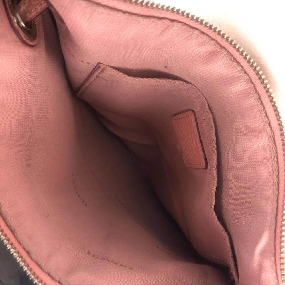 Coach Pebbled Convertible crossbody shoulder bag silver pink F52901